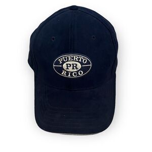 Triangle Sport Headwear Navy Blue & Cream Suede Puerto Rico PR Baseball Hat